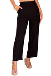 Black Casual Wide Leg Pants with Pockets