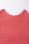 Red Clay Plain Knit Loose Batwing Sleeve Blouse