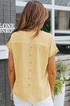 Apricot Swiss Dot Crochet Eyelet Back Button Detail Blouse | Available in 3 Colors