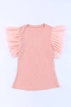 Pink Ruffle Ribbed Knit Top | Available in 3 Colors