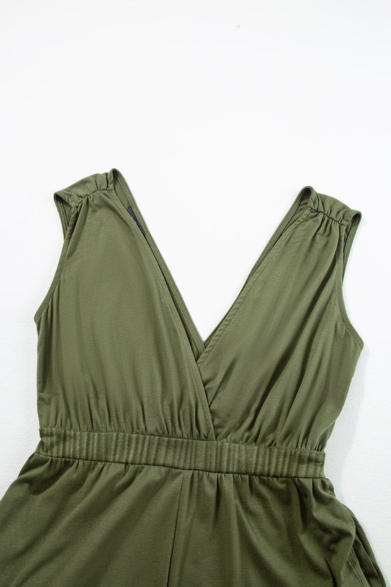 Green Pocketed Pleated Wide Leg Jumpsuit | Available in 2 Colors