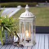 Wrought Iron Candle Lantern Set in Shabby Chic White Finish