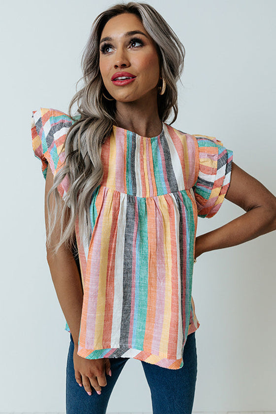 Striped Keyhole Sleeve Blouse | Available in 2 Patterns