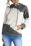 Grey Tie Dye Print Kangaroo Pocket Hoodie