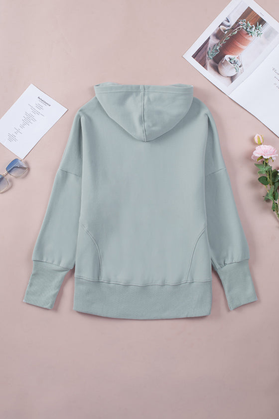 Grey Batwing Sleeve Casual Pocket Henley Hoodie | Available in 7 Colors