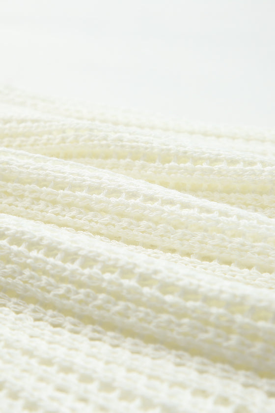 White Hollowed Knit V Neck Tank Top | Available in 2 Colors