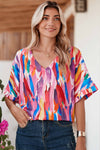 Multicolor Watercolor Abstract Design Blouse