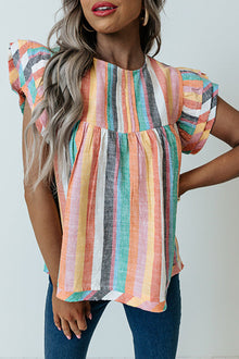  Striped Keyhole Sleeve Blouse | Available in 2 Patterns