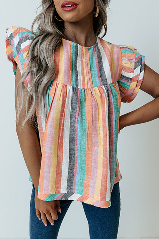 Striped Keyhole Sleeve Blouse | Available in 2 Patterns