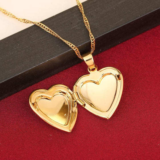 Heart Locket with Chain in Gold Finish