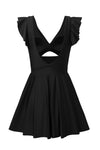 Black Cut Out Ruffle Crossed One Piece Swim Dress | Available in 2 Colors