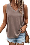 Mist Green Contrast Trim V-Neck Loose Fit Tank Top | Available in 4 Colors