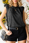 Black Crew Neck Sleeveless Sequin Top