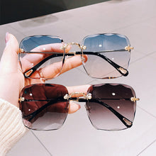  Women's Rimless Trimmed Square Sunglasses