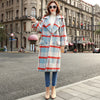 Red and Blue Plaid Long Woolen Coat for Women