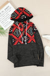 Black Tribal Geometric Print Hoodies with Pocket | Other Colors Available