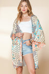 Multicolor Boho Floral Open Front Half Sleeve Kimono