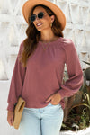 Pink Waffle Texture Casual Square Neck Pullover Top | Available in 5 Colors