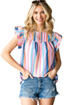 Striped Keyhole Sleeve Blouse | Available in 2 Patterns