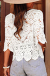 Oatmeal Macrame Lace Crochet Bohemian Blouse