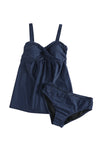 Navy Blue Ruched Swing Tankini Swimsuit | Available in 3 Colors