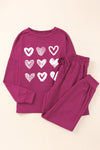 Red Heart Graphic Pullover and Drawstring Pants Pajama Set