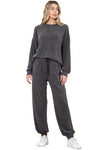 Carbon Grey Casual Solid Ribbed Top and Jogger Pants Set