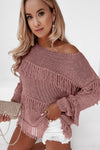 Khaki Boho Fringe Tasseled Knitted Sweater | Available in 3 Colors