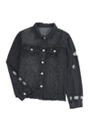 Black Casual Distressed Raw Hem Buttons Denim Jacket | Available in 3 Colors