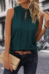 Sea Green Textured Split V Neck Sleeveless Shirt | Available in 3 Colors