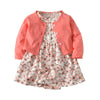 Pink Cherry Blossom Baby Dress with Matching Coral Sweater