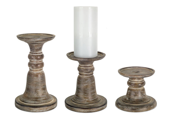 Set of 3 -Standing Candles in Rustic Stained Finish