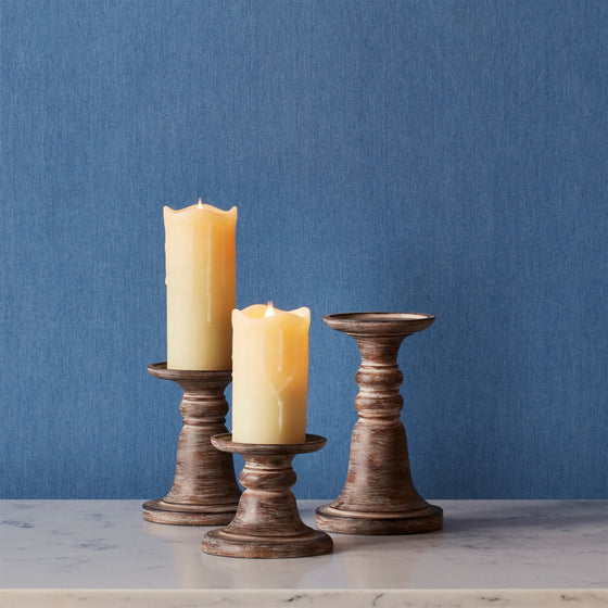 Set of 3 -Standing Candles in Rustic Stained Finish