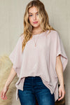 Light Pink Batwing Sleeve Oversized T Shirt