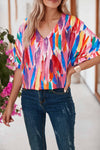 Multicolor Watercolor Abstract Design Blouse