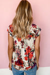 Red Floral Print Blouse for Women