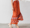 Women's Long Orange Patterned Skirt