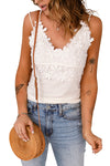 Red Casual Lace Overlay Strappy Hollow Out Camisole Top