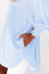 Light Blue Striped Button-up Shirt | Available in 3 Colors