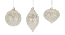  Set of 6 Glass Christmas Ornaments in Champaine and White Color