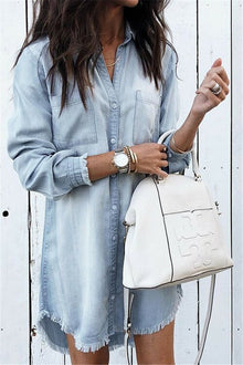  Mini Denim Shirt Dress