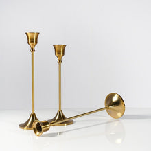  Retro Candlestick Holders Set in Brass Finish