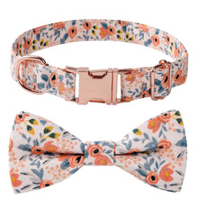  Cotton Floral Dog Collar with Rose Gold Buckle