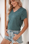 Mist Green Tulip Sleeve V Neck T-Shirt | Available in 4 Colors