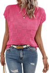 Bright Pink Lattice Textured Blouse | Available in 2 Colors