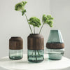 Green and Wood Glass Vase