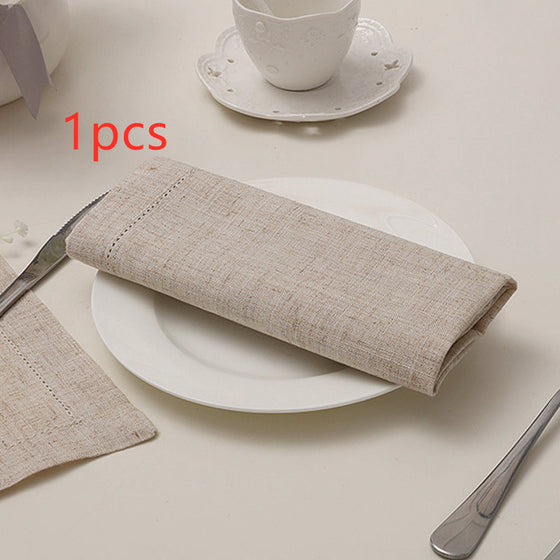 12 Piece Traditional Linen Napkin Set in Grey or White