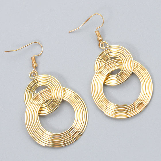 Double Hoop Earrings in Gold Finish