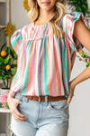 Striped Keyhole Sleeve Blouse | Available in 2 Patterns