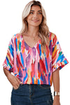 Multicolor Watercolor Abstract Design Blouse